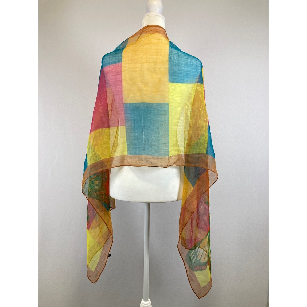 Artistic‎ Butterfly Colorblock Womens OS Maximalist Multicolor Sheer Long Scarf